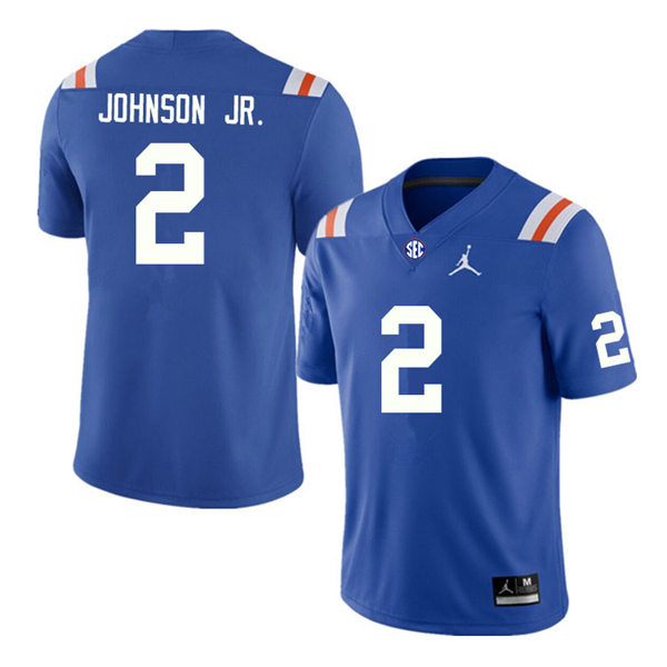 Mens Youth Florida Gators #1 Montrell Johnson Jr. Royal Retro 1960's Football Jersey