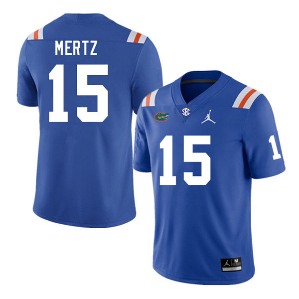 Mens Youth Florida Gators #15 Graham Mertz  Royal Retro 1960's Football Jersey