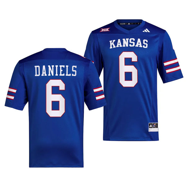 Mens Youth Kansas Jayhawks #6 Jalon Daniels 2023 Royal Adidas Football Uniform Jersey