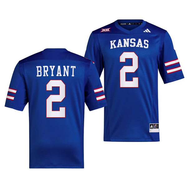 Mens Youth Kansas Jayhawks #2 Jacobee Bryant 2023 Royal Adidas Football Uniform Jersey