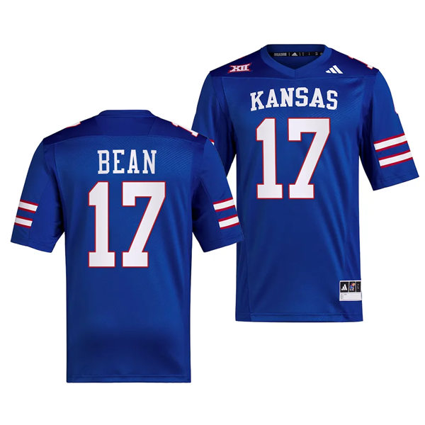 Mens Youth Kansas Jayhawks #17 Jason Bean 2023 Royal Adidas Football Uniform Jersey 