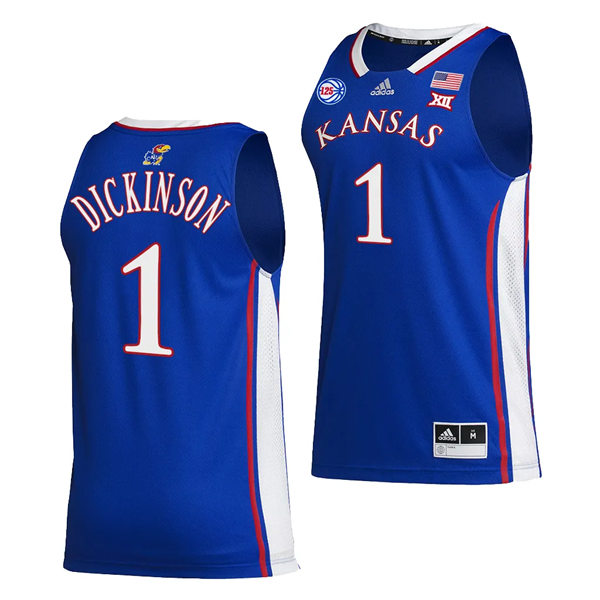 Mens Youth Kansas Jayhawks #1 Hunter Dickinson Royal 125TH Anniversary Basketball Jersey