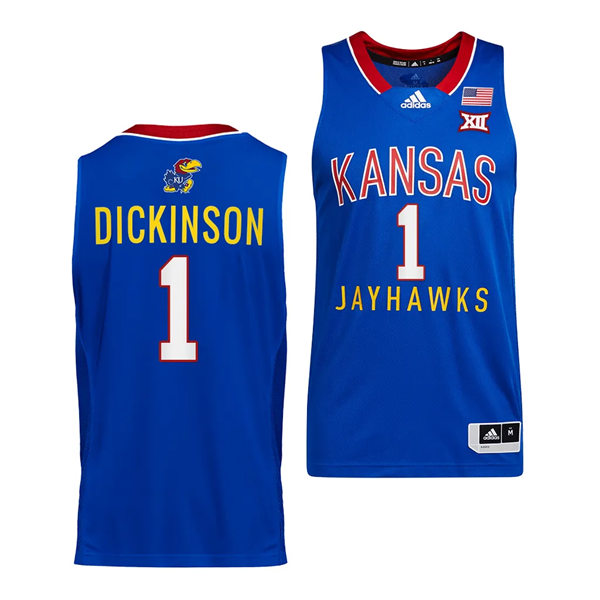 Mens Youth Kansas Jayhawks #1 Hunter Dickinson Royal Classic College Basketball Jersey