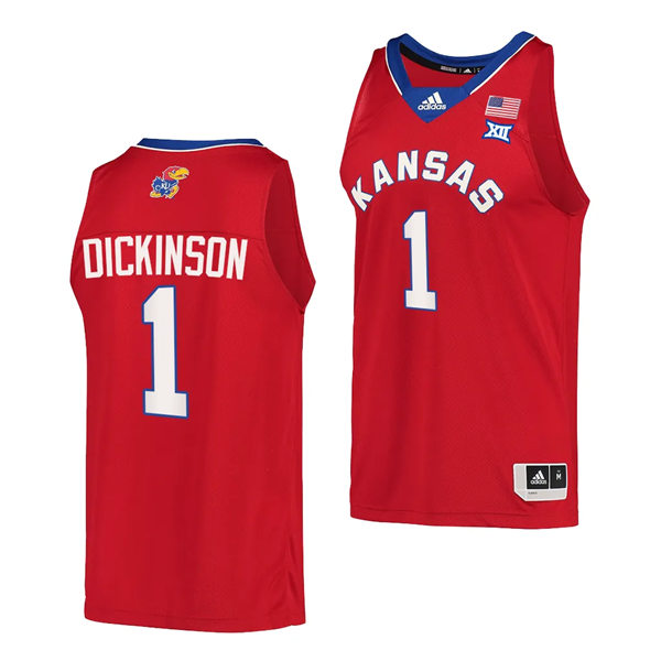 Mens Youth Kansas Jayhawks #1 Hunter Dickinson adidas Red Reverse Retro Basketball Jersey