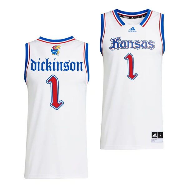 Mens Youth Kansas Jayhawks #1 Hunter Dickinson 2023 White THE PHOG Basketball Limited Jersey