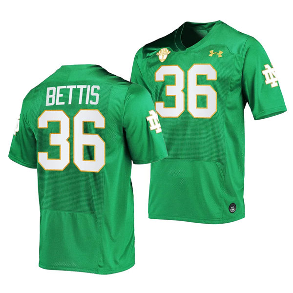 men's youth notre dame fighting irish #36 jerome bettis 2023 Kelly Green with Name College Football Game Jersey