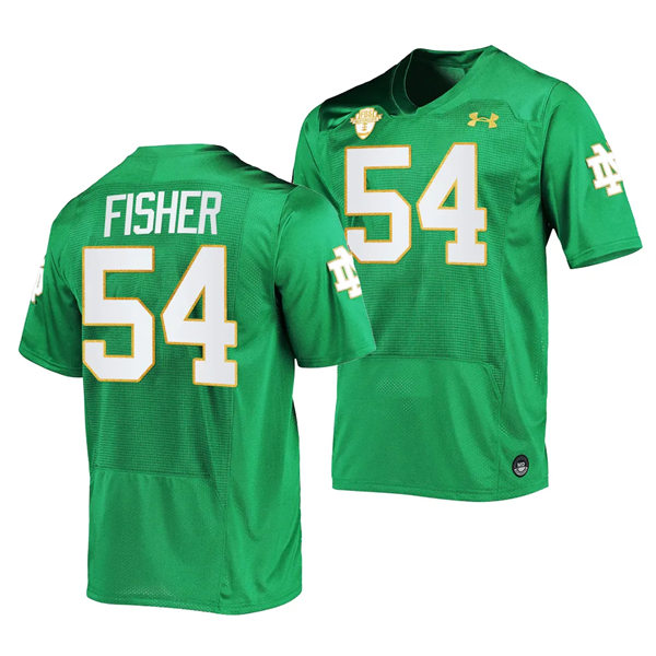Men's Youth Notre Dame Fighting Irish #54 Blake Fisher 2023 Kelly Green with Name College Football Game Jersey