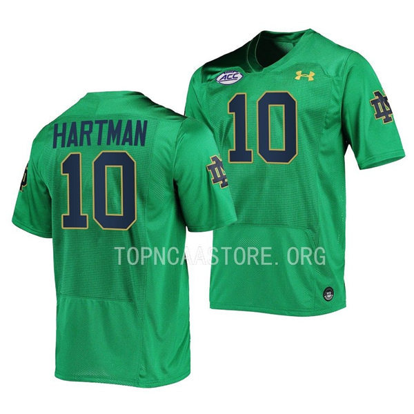 Men's Youth Notre Dame Fighting Irish #10 Sam Hartman 2022 Green Name Football Jersey