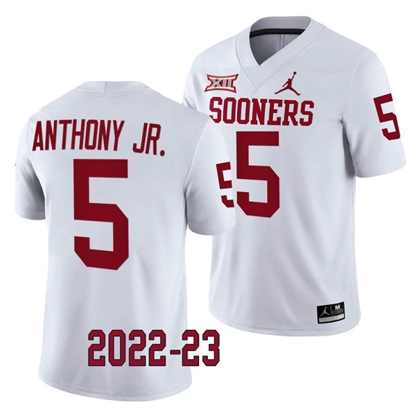 Mens Youth Oklahoma Sooners #5 Andrel Anthony Jr 2023 College Football Game Jersey White