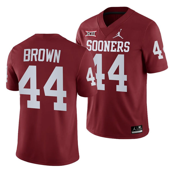 Mens Youth Oklahoma Sooners #44 Sammy Brown 2023 College Football Game Jersey Crimson