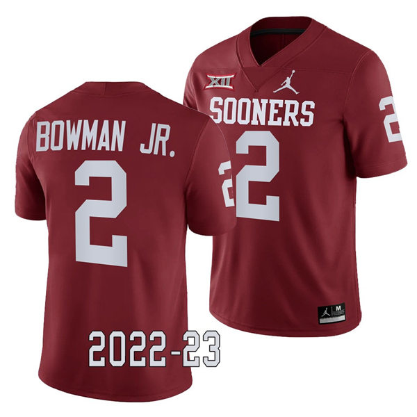 Mens Youth Oklahoma Sooners #2 Billy Bowman Jr. 2023 College Football Game Jersey Crimson