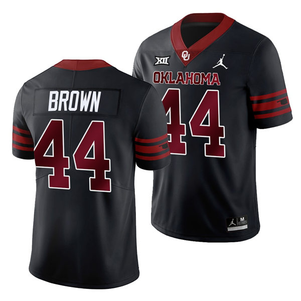 Mens Youth Oklahoma Sooners #44 Sammy Brown 2023 Black College Football Game Jersey