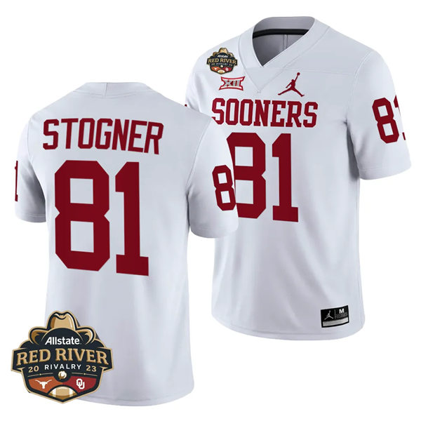 Mens Youth Oklahoma Sooners #81 Austin Stogner 2023 College Football Game Jersey White