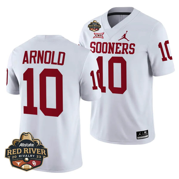 Mens Youth Oklahoma Sooners #10 Jackson Arnold 2023 College Football Game Jersey White
