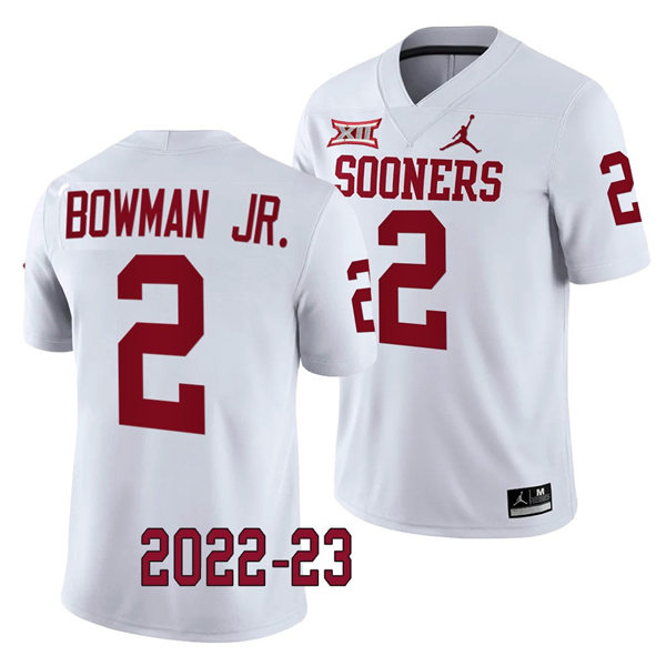 Mens Youth Oklahoma Sooners #2 Billy Bowman Jr. 2023 College Football Game Jersey White