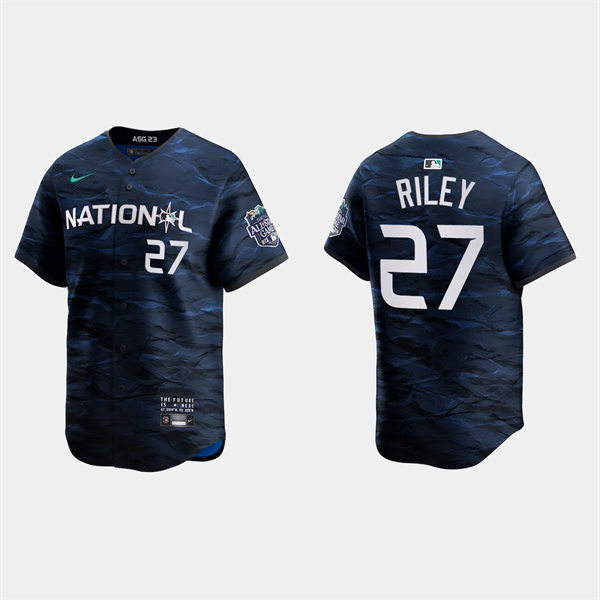 Mens Youth Atlanta Braves #27 Austin Riley National League 2023 MLB All-Star Game Limited Player Jersey Navy