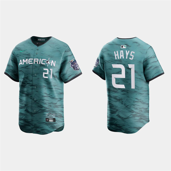 Men's Youth Baltimore Orioles #21 Austin Hays American League 2023 MLB All-Star Game Limited Player Jersey Teal