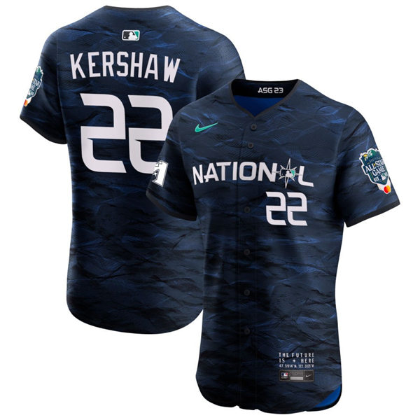 Mens Youth Los Angeles Dodgers #22 Clayton Kershaw National League 2023 MLB All-Star Game Limited Player Jersey Navy 