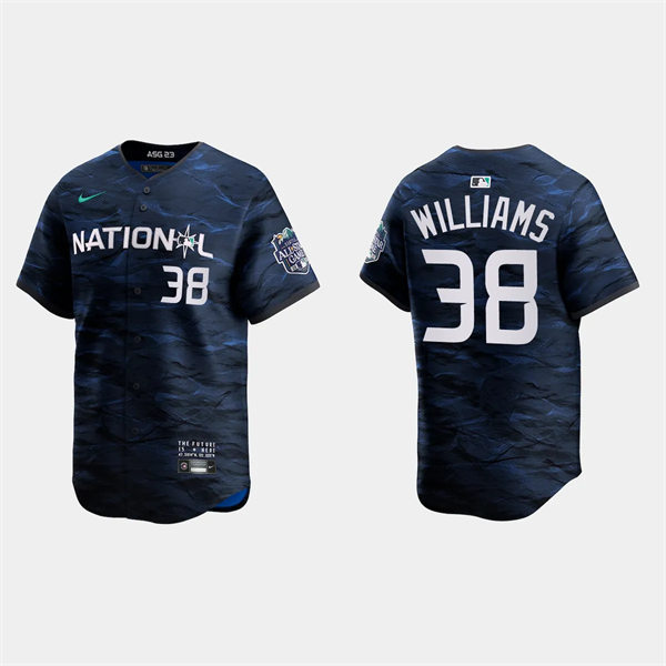 Mens Youth Milwaukee Brewers #38 Devin Williams National League 2023 MLB All-Star Game Limited Player Jersey Navy 