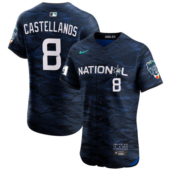 Mens Youth Philadelphia Phillies #8 Nick Castellanos National League 2023 MLB All-Star Game Limited Player Jersey Navy