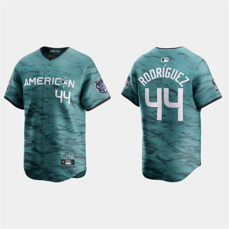 Men's Youth Seattle Mariners #44 Julio Rodriguez American League 2023 MLB All-Star Game Limited Player Jersey Teal