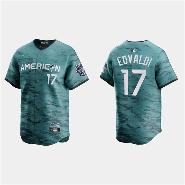 Men's Youth Texas Rangers #17 Nathan Eovaldi American League 2023 MLB All-Star Game Limited Player Jersey Teal