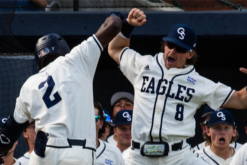 Mens Youth Georgia Southern Eagles Custom 2023 Cream Baseball Game Jersey