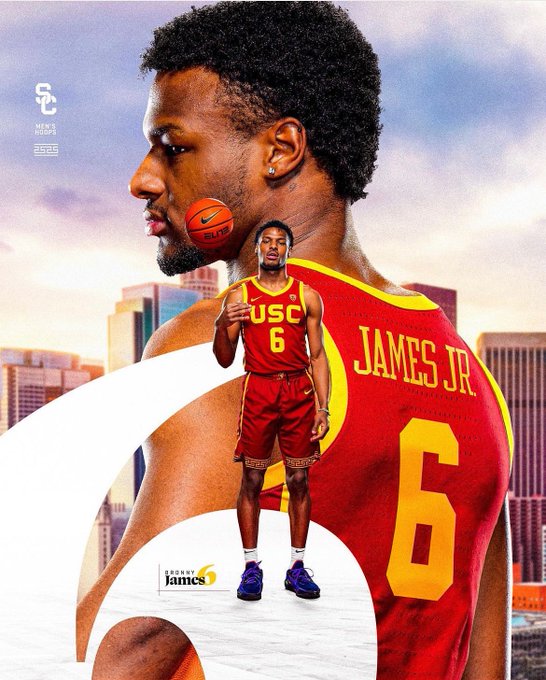 Mens Youth USC Trojans #6 Bronny James Jr. Nike 2023-24 Red College Basketball Game Jesey