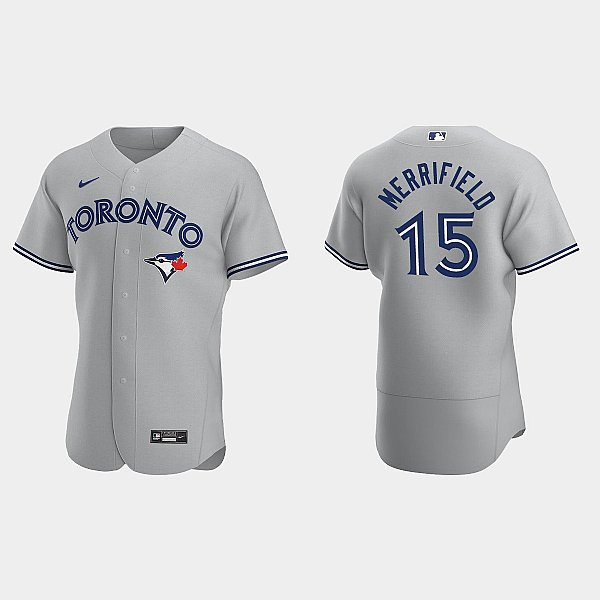 Mens Toronto Blue Jays #15 Whit Merrifield  Nike Gray Road Flex Base Jersey