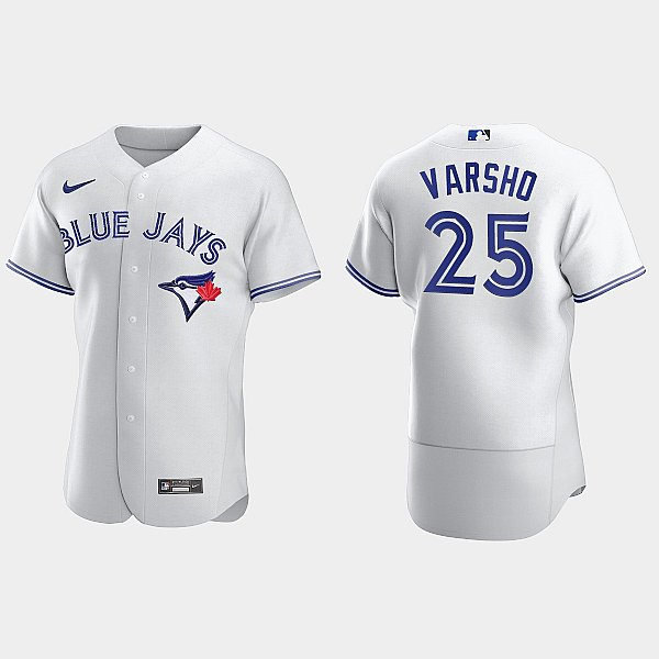 Mens Toronto Blue Jays #25 Daulton Varsho  Nike Home White FlexBase Player Jersey