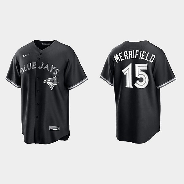 Mens Toronto Blue Jays #15 Whit Merrifield  Nike Black White Collection Jersey