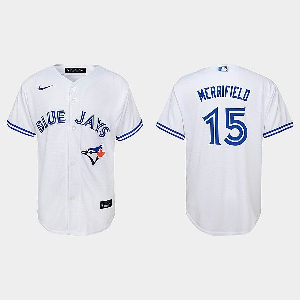 Youth Toronto Blue Jays #15 Whit Merrifield Nike White Home Cool Base Jersey