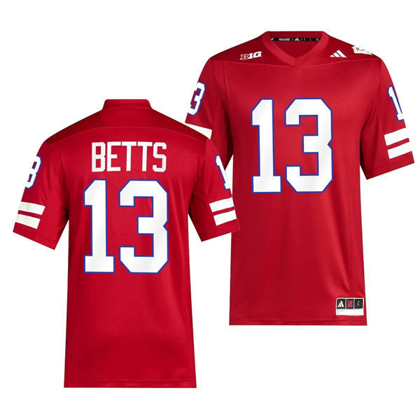 Mens Youth Nebraska Cornhuskers #13 Zavier Betts Scarlet Memorial Stadium 100th Anniversary Premier Football Jersey