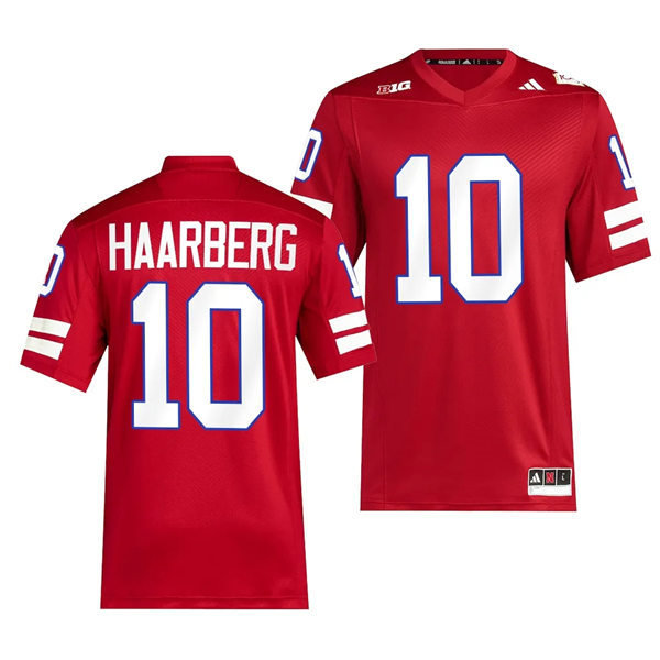 Mens Youth Nebraska Cornhuskers #10 Heinrich Haarberg Scarlet Memorial Stadium 100th Anniversary Premier Football Jersey