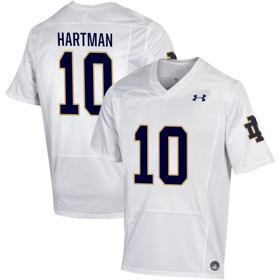 Men's Notre Dame Fighting Irish #10 Sam Hartman White With Name College Football Jersey