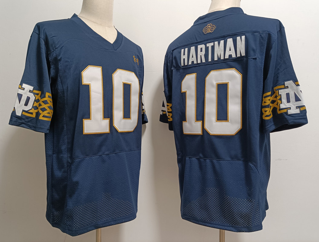 Men's Notre Dame Fighting Irish #10 Sam Hartman 2023 Navy with Name Aer Lingus College Football Classic Jersey