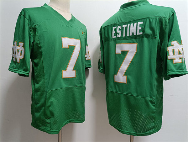 Men's Notre Dame Fighting Irish #7 Audric Estime 2023 Kelly Green College Football Game Jersey