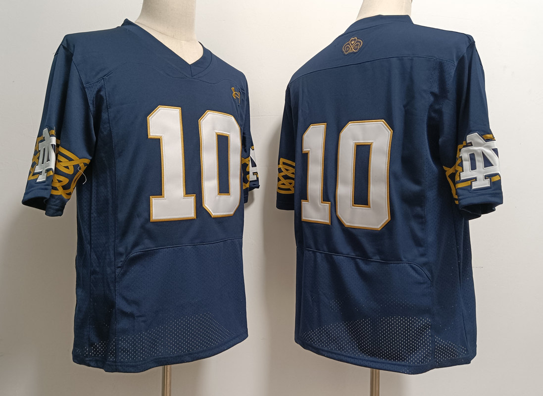 Men's Notre Dame Fighting Irish #10 Sam Hartman 2023 Navy Aer Lingus College Football Classic Jersey