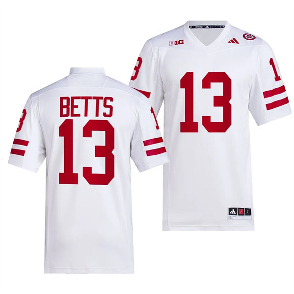 Mens Youth Nebraska Cornhuskers #13 Zavier Betts 2023 White Premier Football Jersey 