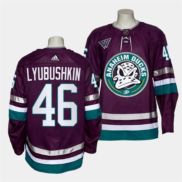 Mens Youth Anaheim Ducks #46 Ilya Lyubushkin 2023-24 Purple Alternate30th Anniversary Jersey