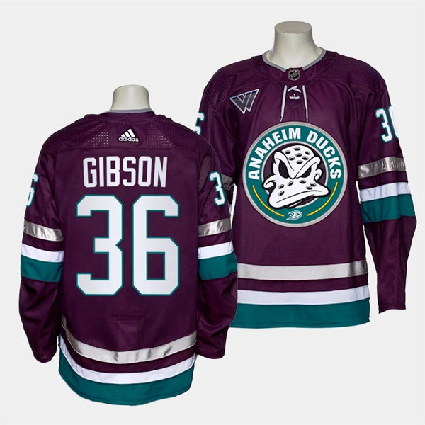 Mens Youth Anaheim Ducks #36 John Gibson 2023-24 Purple Alternate 30th Anniversary Jersey 