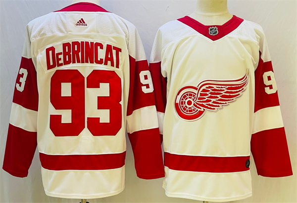 Men's Detroit Red Wings #93 Alex DeBrincat Adidas White Away Jersey