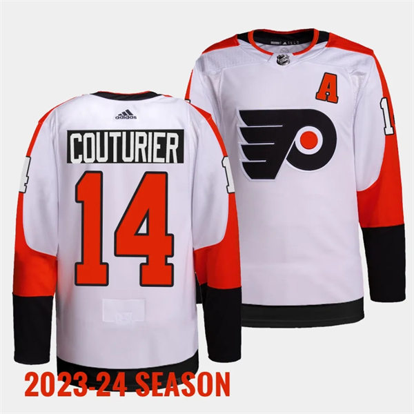 Mens Philadelphia Flyers #14 Sean Couturier  2023-24 White Away Jersey