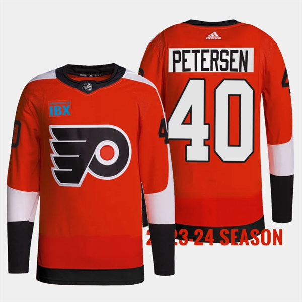 Mens Philadelphia Flyers #40 Cal Petersen 2023-24 Orange Home Jersey