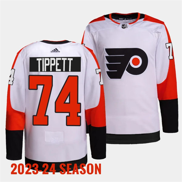 Mens Philadelphia Flyers #74 Owen Tippett 2023-24 White Away Jersey