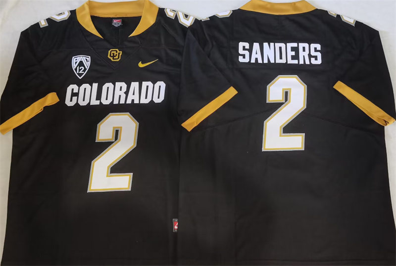 Mens Colorado Buffaloes #2 Shedeur Sanders Nike Black 2022 Football Game Jersey