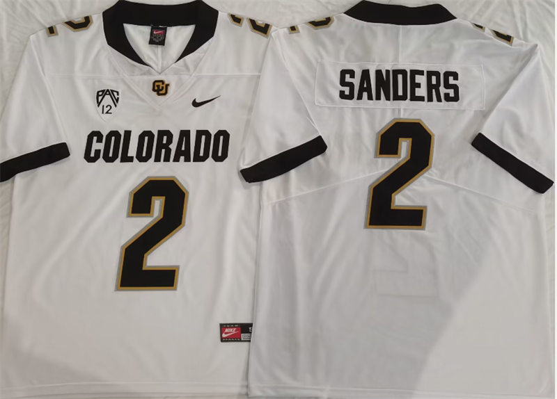 Mens Colorado Buffaloes #2 Shedeur Sanders Nike White 2022 Football Game Jersey