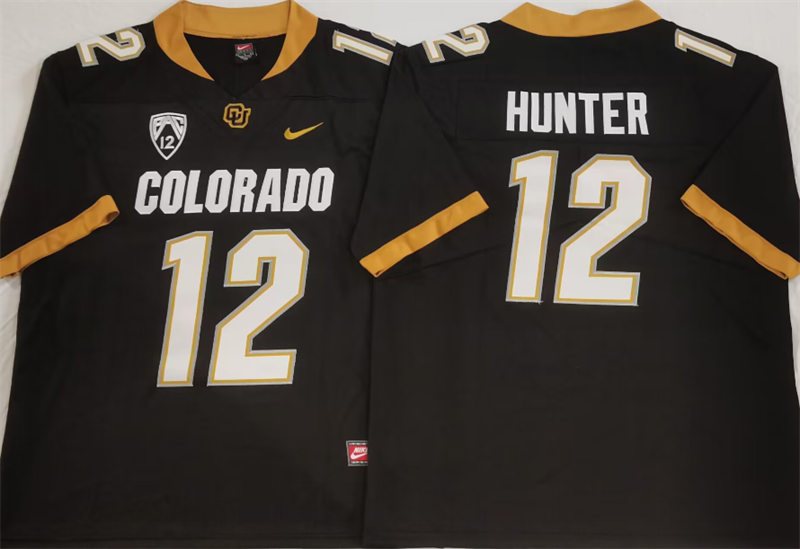 Mens Colorado Buffaloes #12 Travis Hunter Nike Black 2022 Football Game Jersey
