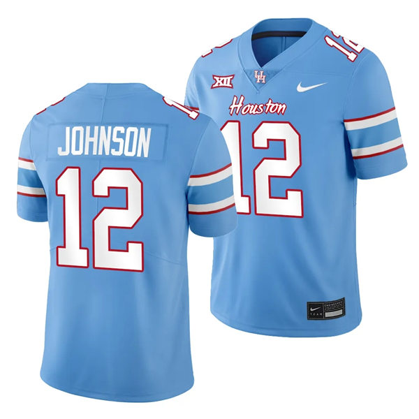 Mens Youth Houston Cougars #12 Stephon Johnson Blue Oilers-Themed Retro Football Jersey