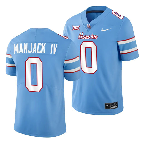 Mens Youth Houston Cougars #0 Joseph Manjack IV Blue Oilers-Themed Retro Football Jersey